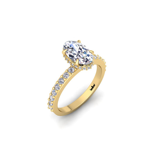 0.50-1.00 טבעת אירוסין סוליטייר אובל הידן היילו