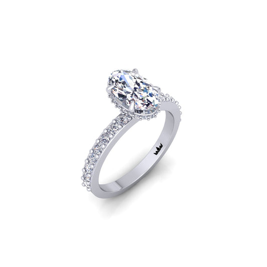 0.50-1.00 טבעת אירוסין סוליטייר אובל הידן היילו