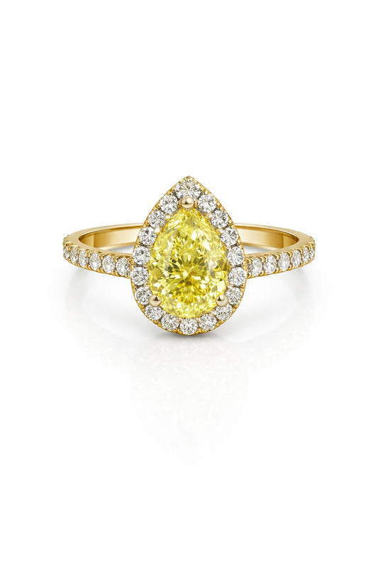 FANCY YELLOW טבעת - יהלום טיפה