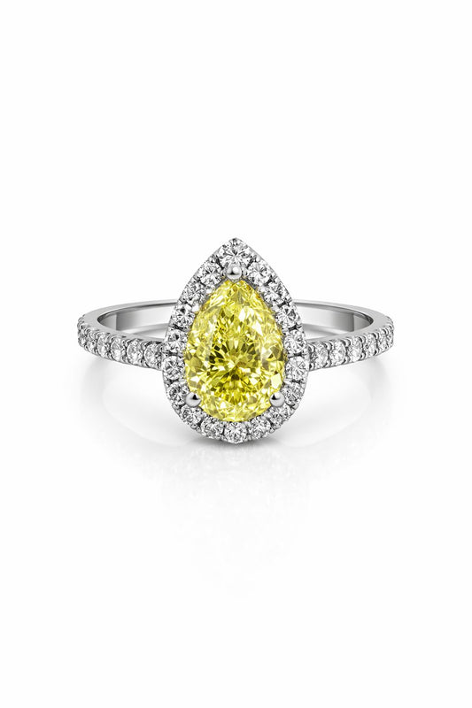 FANCY YELLOW טבעת - יהלום טיפה