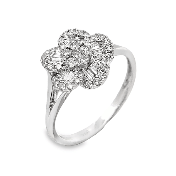 טבעת יהלומים וינט'ג בצורת פרח