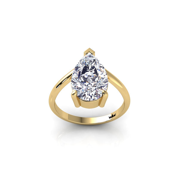 טבעת יהלום צורת וי עם טיפה מרחפת 3.00 קראט