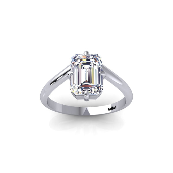 טבעת יהלום צורת וי עם אמרלד מרחף 1.70 קראט