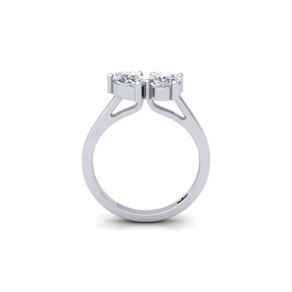 טבעת סוליטייר יהלום כפול אובל וטיפה