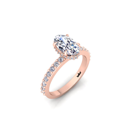 0.50-1.00 טבעת אירוסין סוליטייר אובל הידן היילו