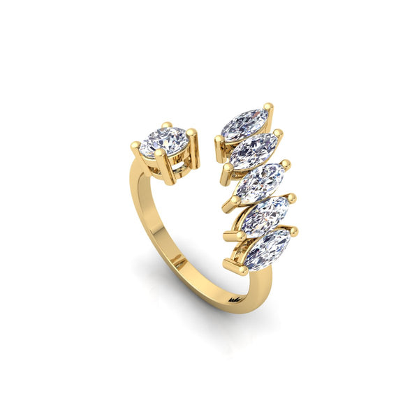 טבעת יהלומים פתוחה חצי איטרנטי מרקיזות ועגולה 1.60 קראט