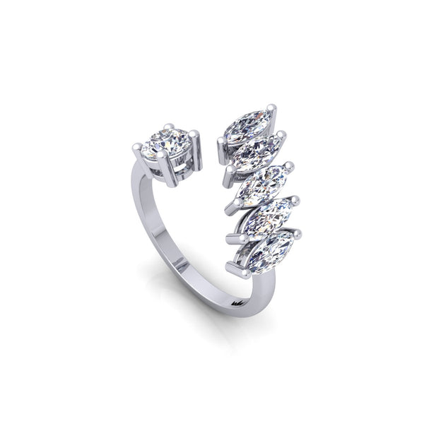 טבעת יהלומים פתוחה חצי איטרנטי מרקיזות ועגולה 1.60 קראט