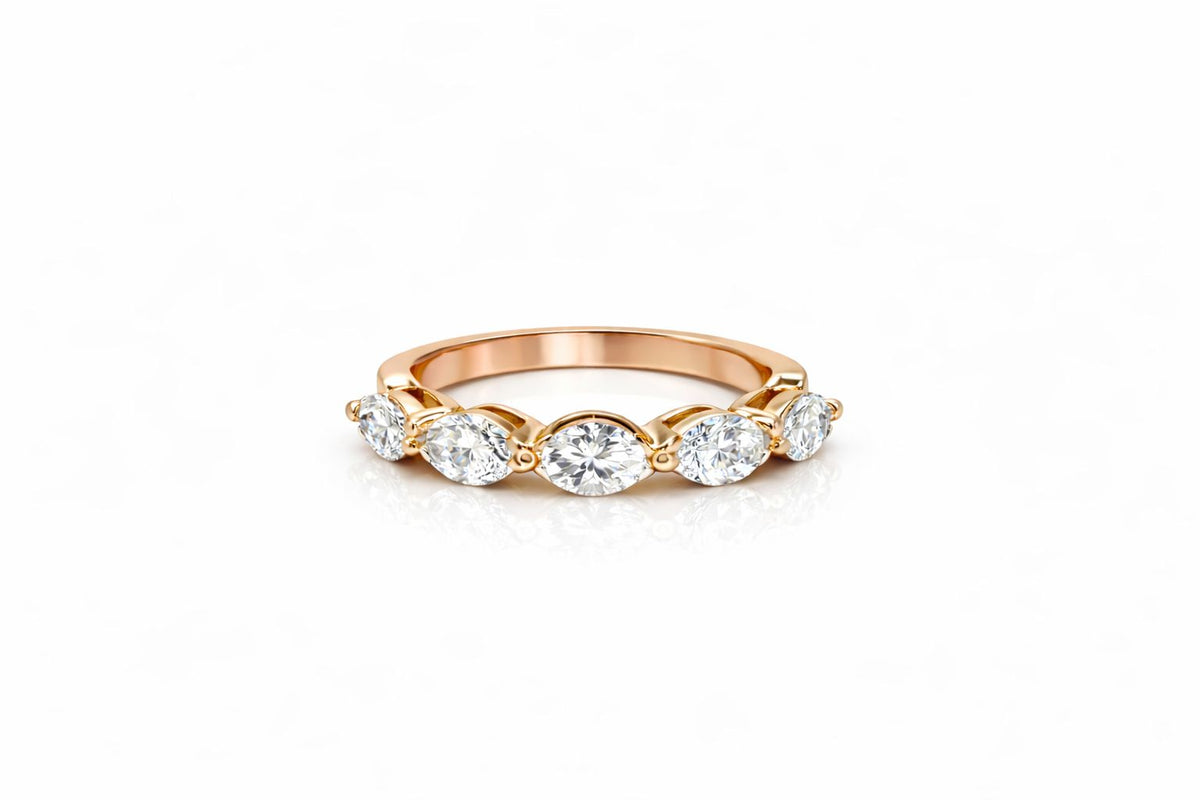 טבעת חצי איטרנטי 7 יהלומים - מרקיזות