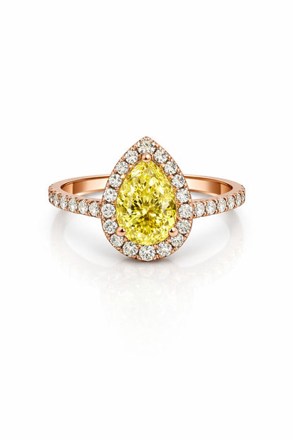 FANCY YELLOW טבעת - יהלום טיפה