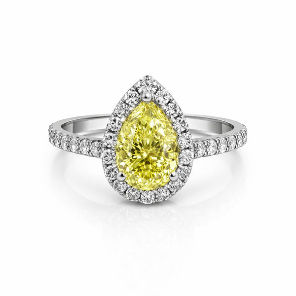 FANCY YELLOW טבעת - יהלום טיפה