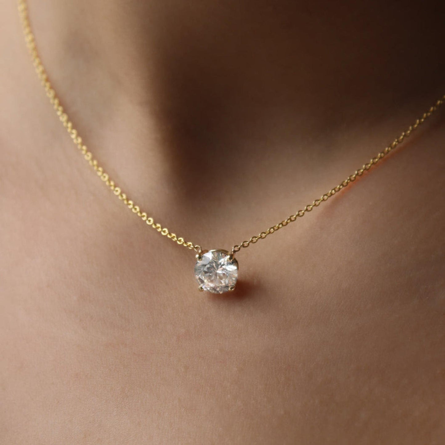 שרשרת סוליטר יהלום עגול 0.30-2.05ct