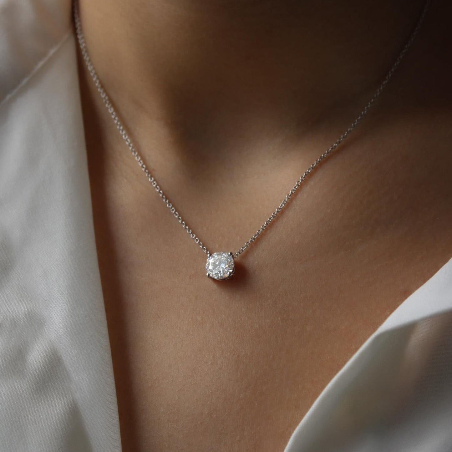 שרשרת סוליטר יהלום עגול 0.30-2.05ct