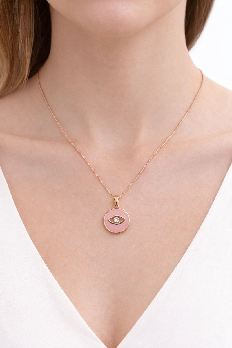 שרשרת עין ורוד