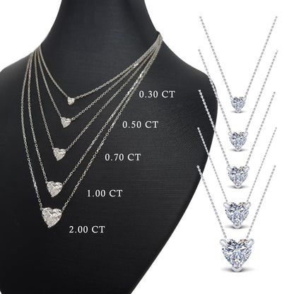 שרשרת סוליטר יהלום לב 0.25-2.00 קראט